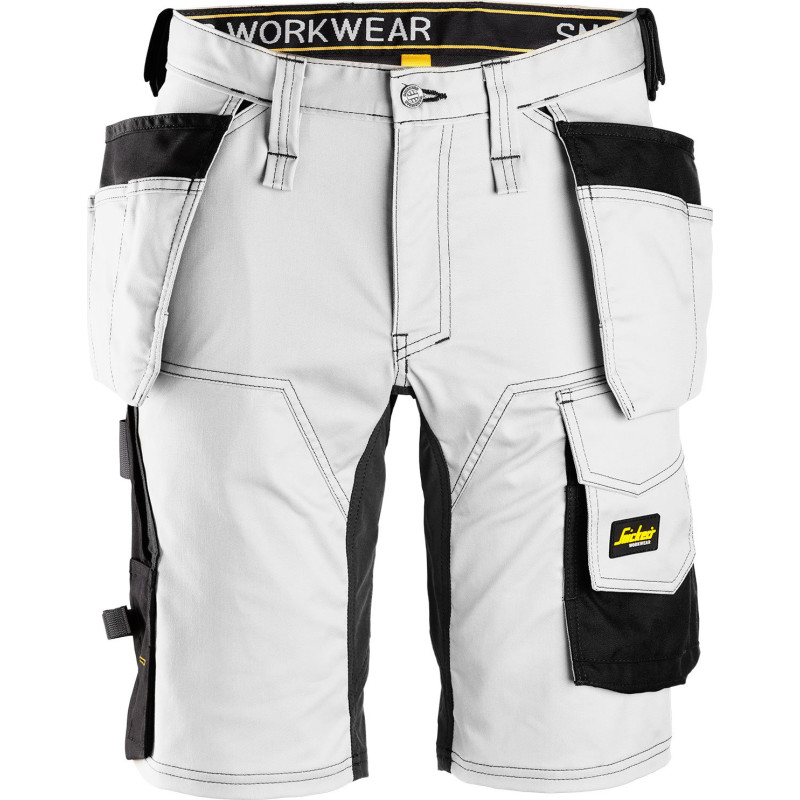 Snickers 6141 AllroundWork håndværkershorts med stretch, hvid/sort, str. 58