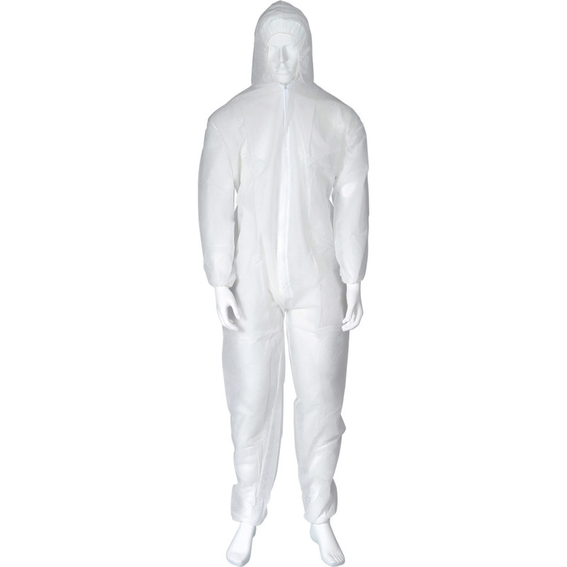 Ox-On PP Coverall Basic beskyttelsesdragt med hætte, hvid, str. M