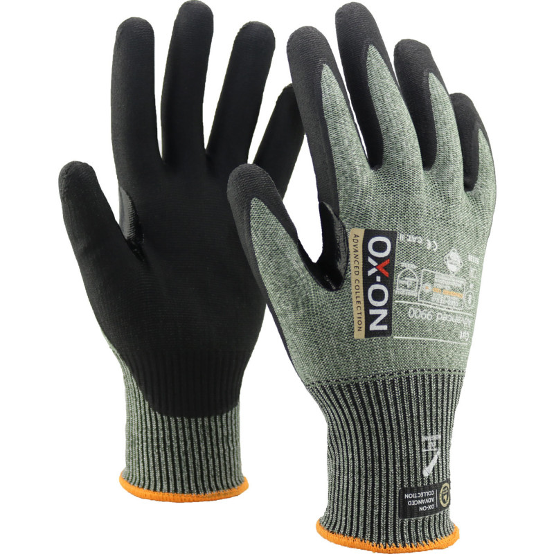 Ox-On 9900 Cut C Advanced skärskyddande handskar, grön/svart