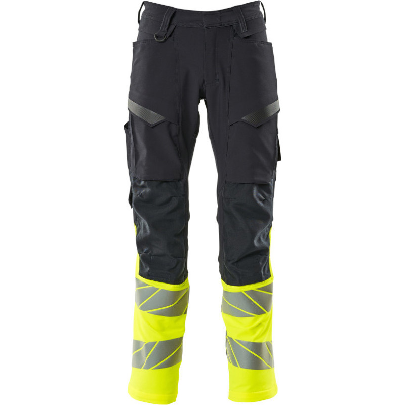 Mascot Accelerate Safe arbetsbyxor med stretch, marinblå/hi-vis gul, st 82C44