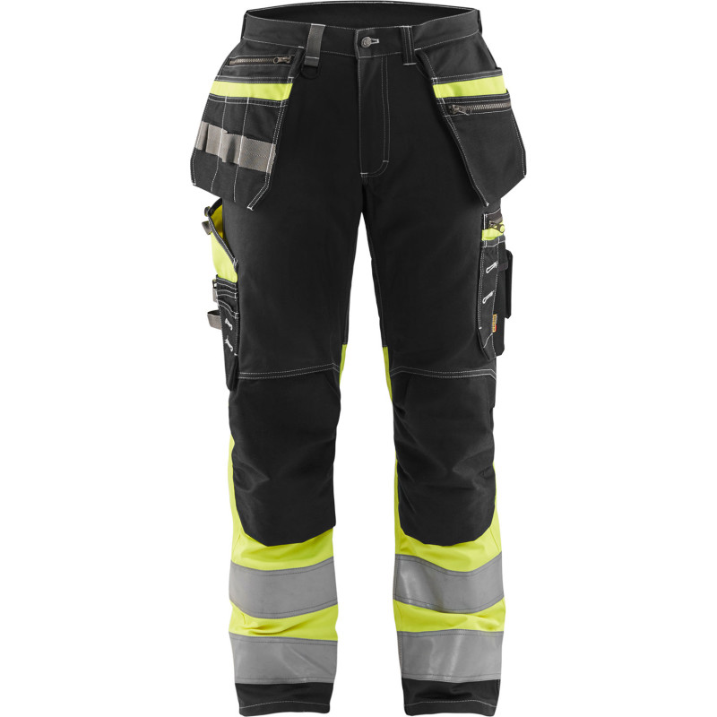 Blåkläder Workwear 1794 håndværkerbukser med 2-vejs stretch, hi-vis gul/sort, str. C50