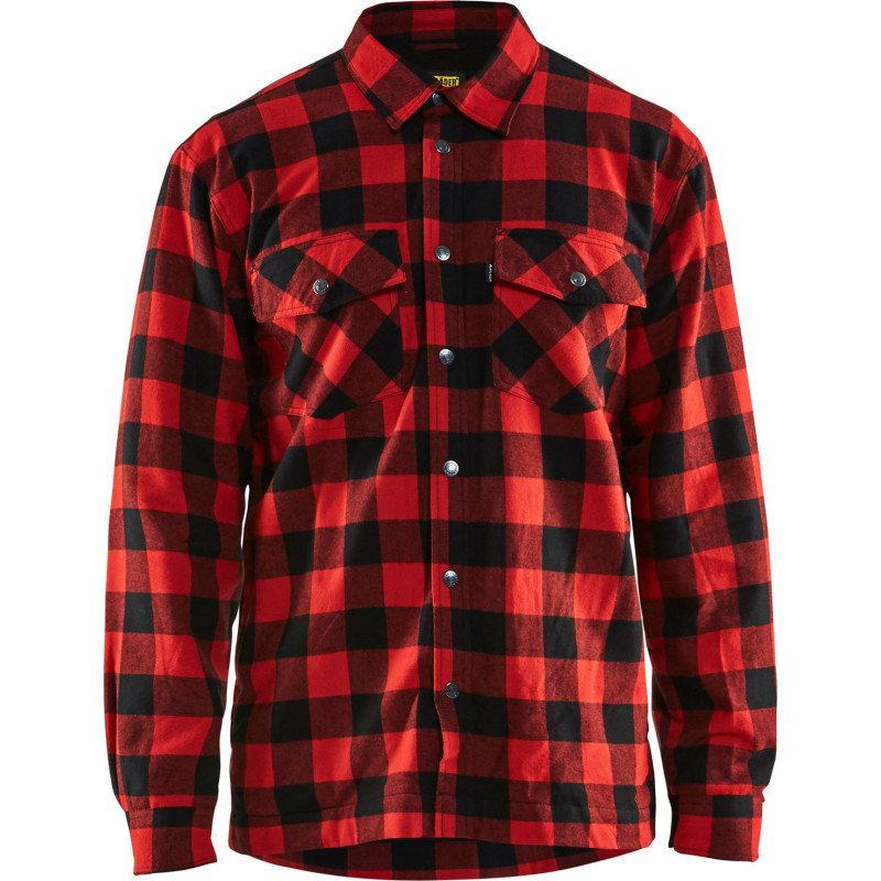 Blåkläder Workwear 3225 fodrad flanellskjorta, röd/svart, st 3XL