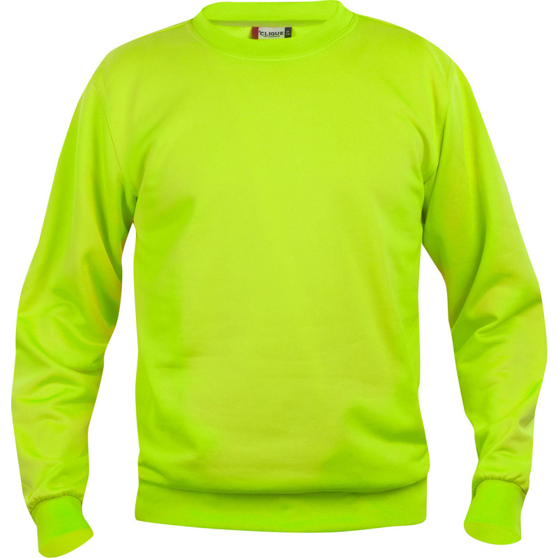 Clique Basic Roundneck collegetröja, hi-vis grön, st