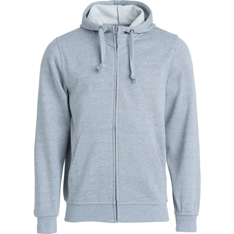 Clique Basic hoodie med lynlås, gråmeleret, str. 4XL