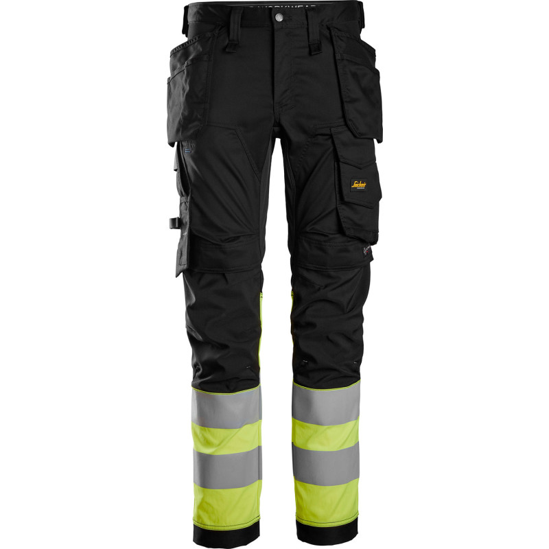 Snickers 6234 AllroundWork håndværkerbukser med stretch, sort/hi-vis gul, str. 60