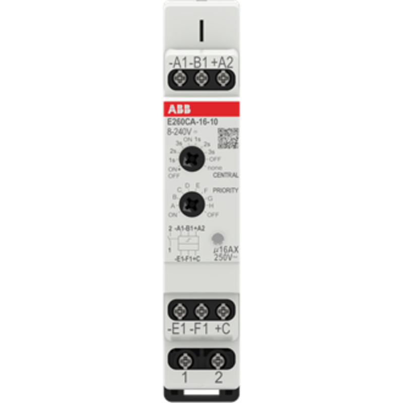 ABB kiprelæ, 1 NO, central justerbar, AC, 16A, 8-230V