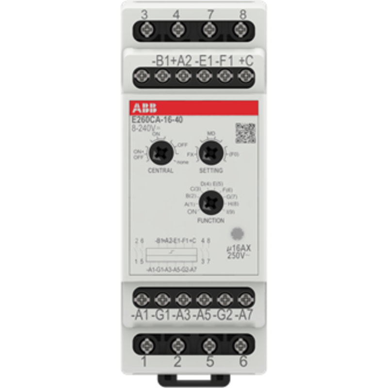 ABB kiprelæ, 4 NO, central justerbar, AC, 16A, 8-230V