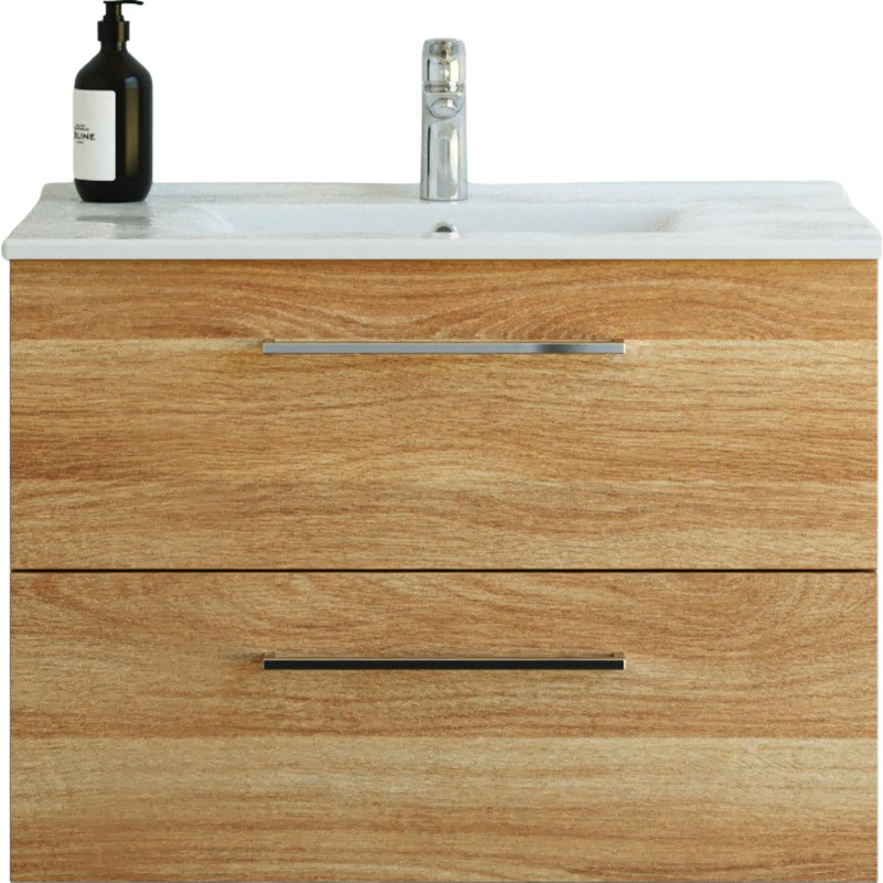 Dansani 81 cm møbelpakke - 81 cm møbelpk. Mido 2 skuffer. vask AMBER, varm eg
