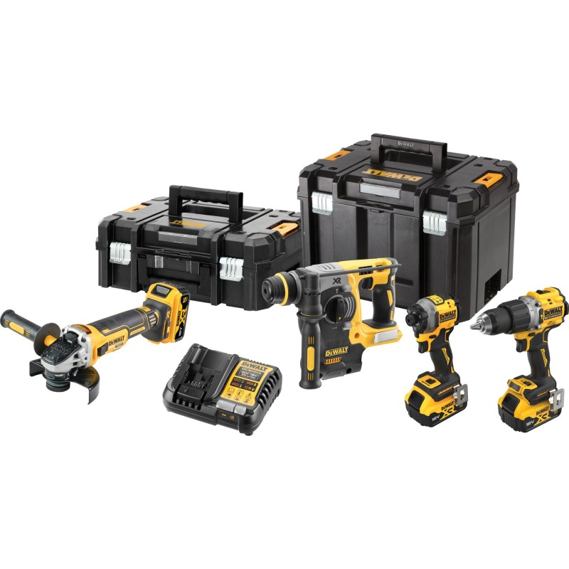 DeWalt 18V XR DCK429P3T-QW kombosæt med 4 maskiner, 3 stk. 18V x 5.0 Ah