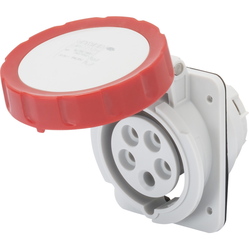 CEE indbygningsudtag, 10, HP, 5P, 16 A, 400 V, IP67, gr, 6H