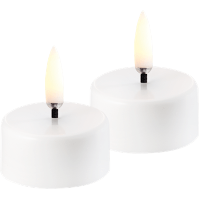 Uyuni LED fyrfadslys, genopladelig, hvid, 2-pak