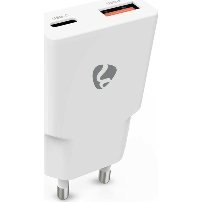 Nedis USB A- & C adapter, 20W, hvid