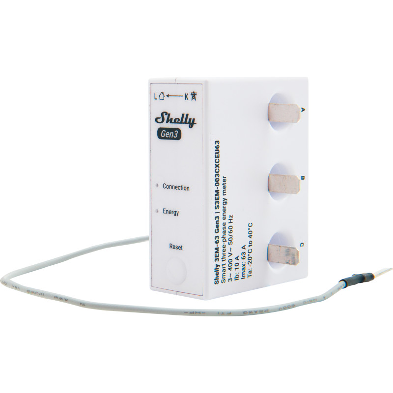 Shelly Gen3 terminal energimåler, wifi, 63A