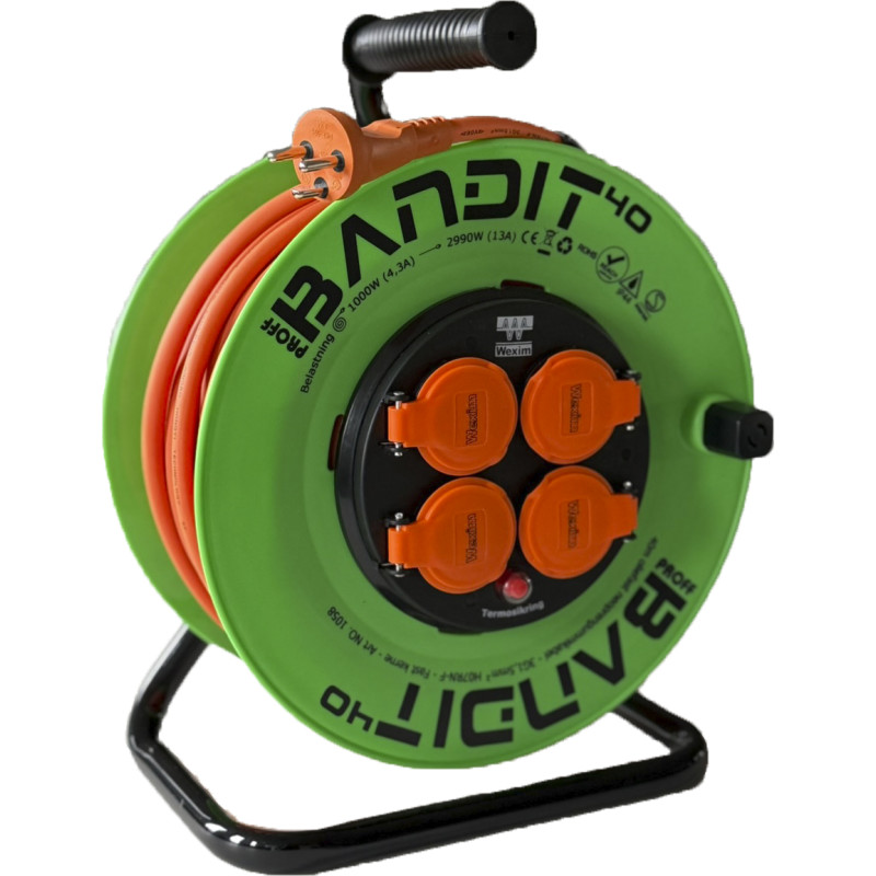 Bandit kabeltromle SMART med fast kerne, 40 m