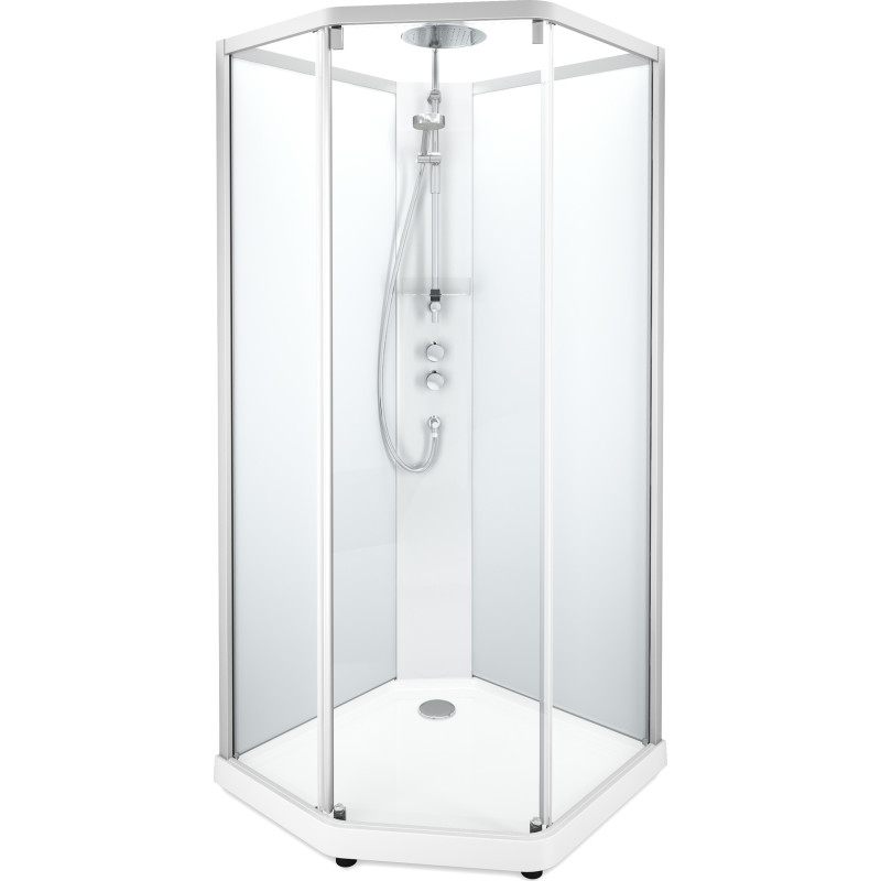 Showerama Comfort duschkabin, 100x100 cm, aluminium profil, klart/frostat glas