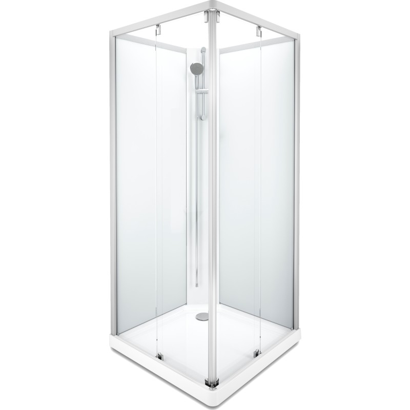 Showerama Classic brusekabine, 90x90 cm, aluminium profil, klart/frostet glas
