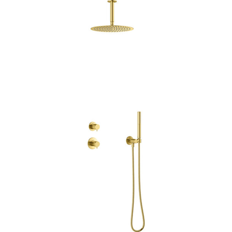 Damixa Iris DS2 brusesæt, vandbesparende, børstet messing
