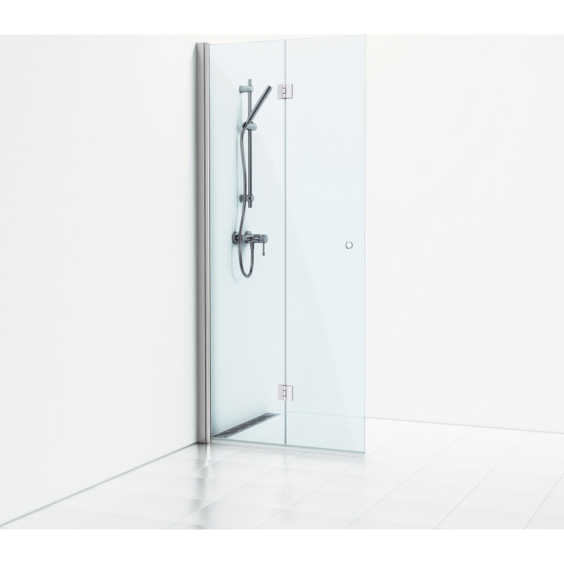 Svedbergs Skoga brusedør, 76 cm, klart glas, blank aluminium profil