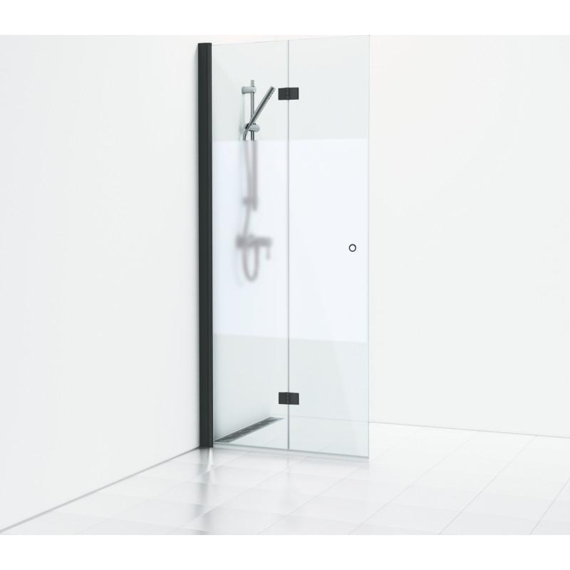 Svedbergs Skoga duschdörr, 96 cm, halvfrostat glas, matt svart profil