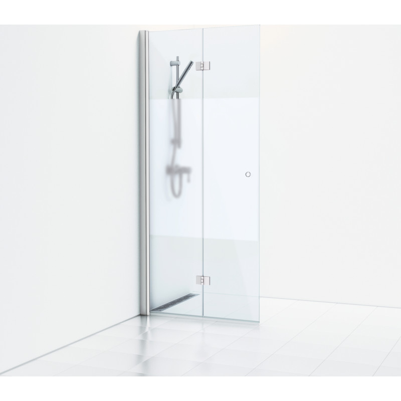 Svedbergs Skoga brusedør, 96 cm, halvfrostet glas, mat aluminium profil