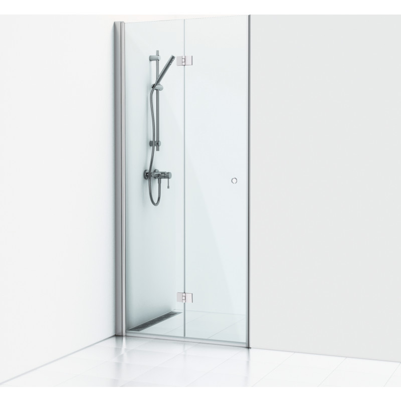 Svedbergs Skoga brusedør, 69,5 cm, klart glas, blank aluminium profil