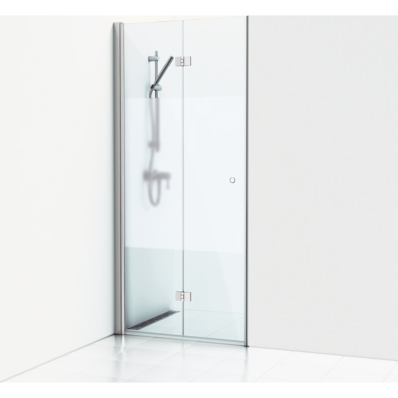 Svedbergs Skoga brusedør, 79,5 cm, halvfrostet glas, blank aluminium profil