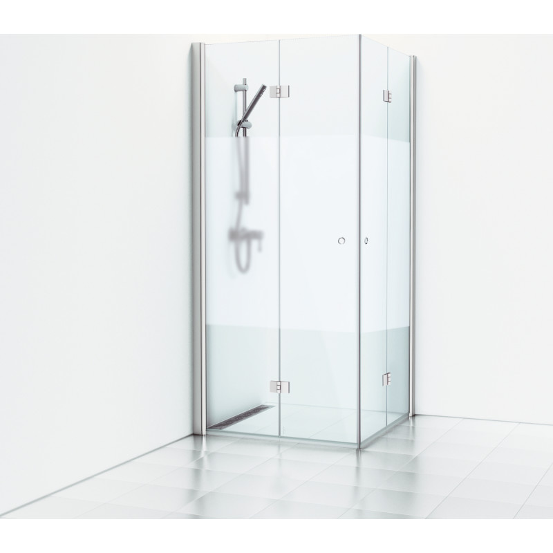 Svedbergs Skoga brusehjørne, 69x89 cm, halvfrostet glas, mat aluminium profil