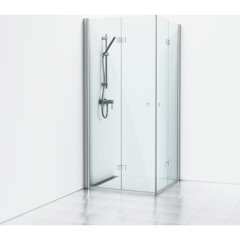 Svedbergs Skoga duschhörn, 69x99 cm, klart glas, blank aluminium profil