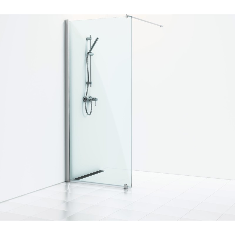 Svedbergs Skoga brusevæg, 80 cm, klart glas, blank aluminium profil