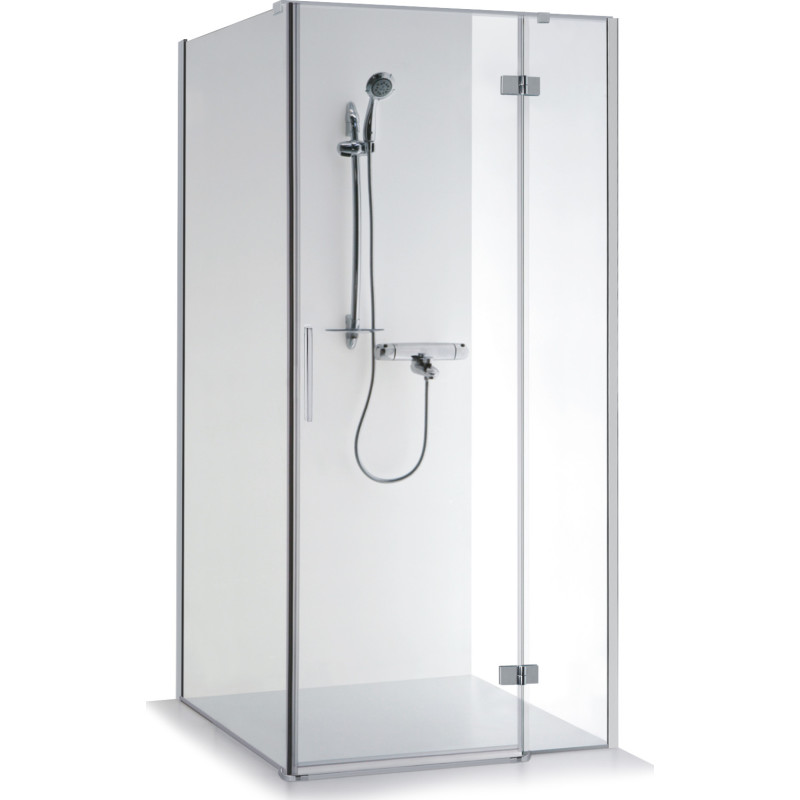Brasta Nina Plus hörndusch, 87,9x87,9 cm, höger, klart glas, krom profil