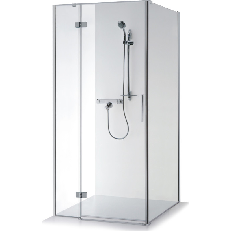 Brasta Nina Plus hörndusch, 87,9x87,9 cm, vänster, klart glas, krom profil