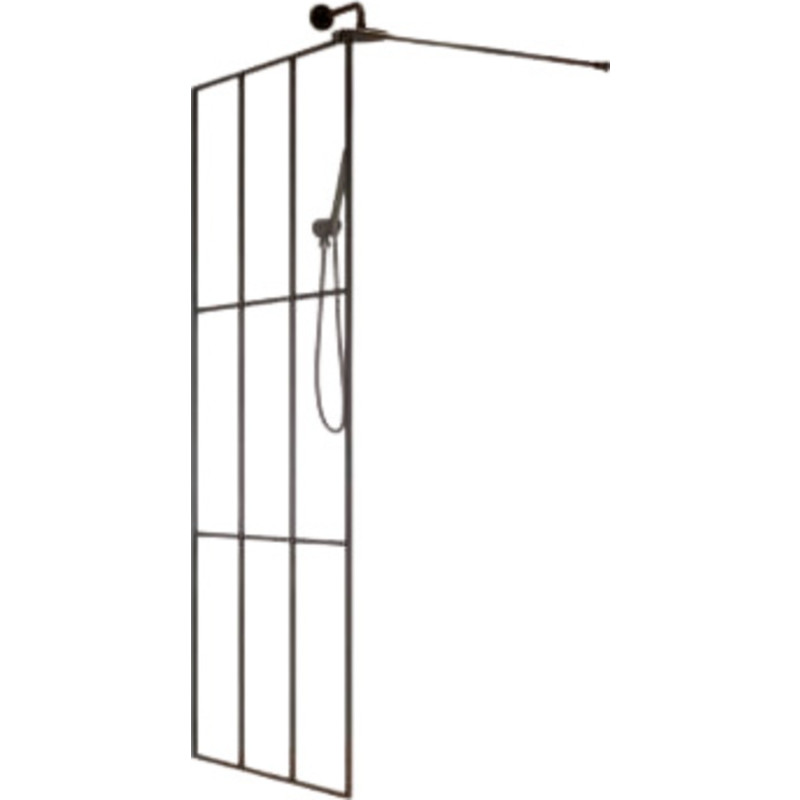 Brasta Dija Cube brusevæg, 90 cm, klart glas, sort profil