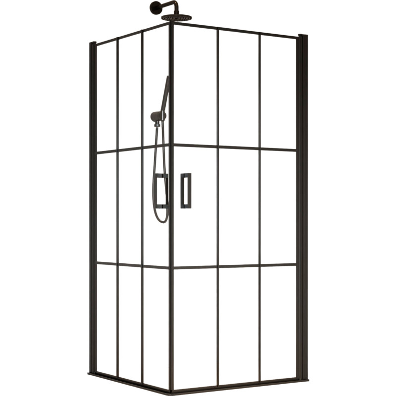 Brasta Victorija Cube hörndusch, 87,7x87,7 cm, klart glas, svart profil