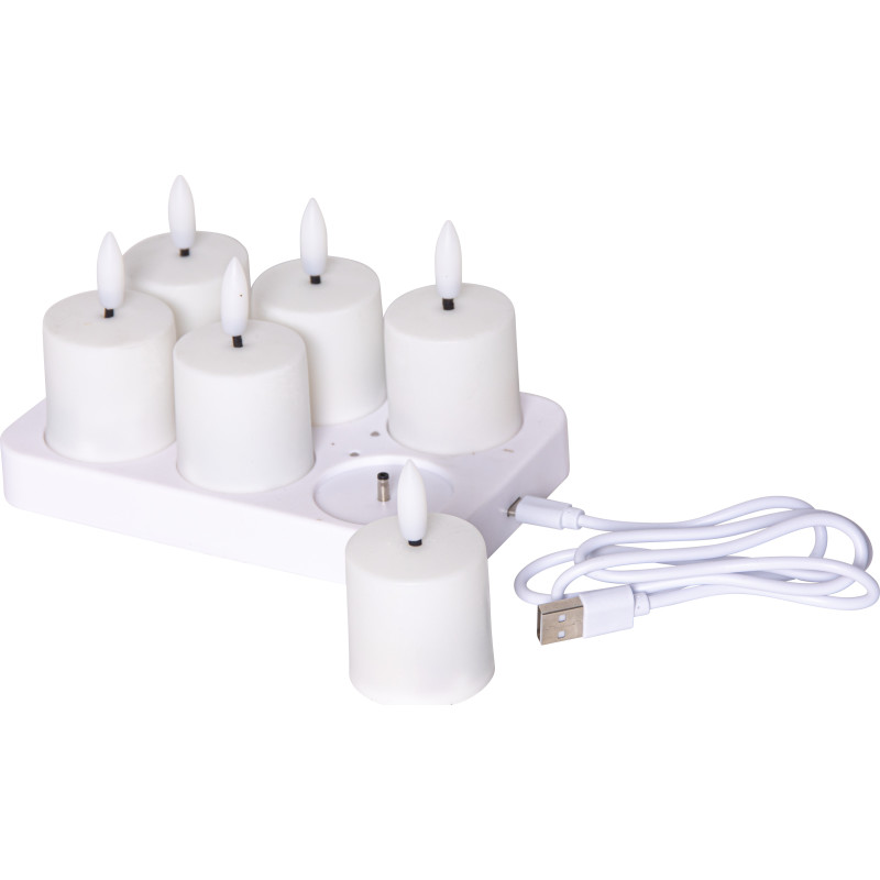 Star Trading Charge LED bloklys, 8,5 cm, 6-pak