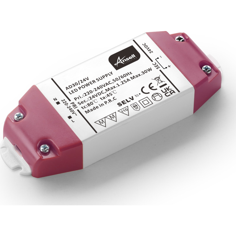 Ansell Lighting LED driver, 24V, 30W