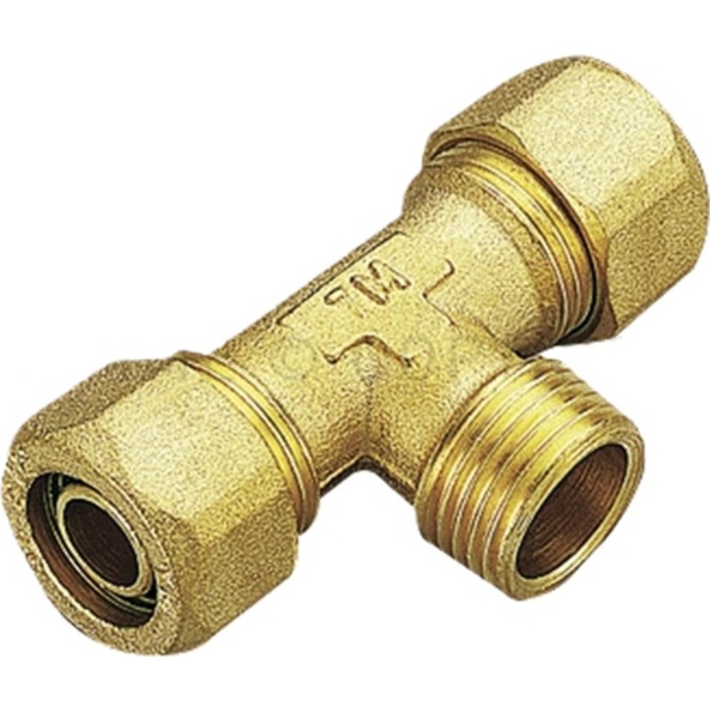 5 st Pex t-koppling, 22 x 1/2" x 22 mm