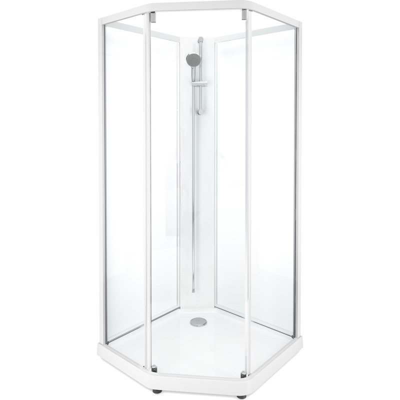 Showerama Classic duschkabin, 100x100 cm, vit profil, klart glas