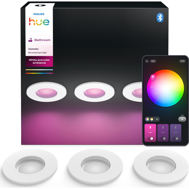 Philips Hue Xamento White and Color Ambiance Indbygningsspot Hvid 3x4,2W 3-pak