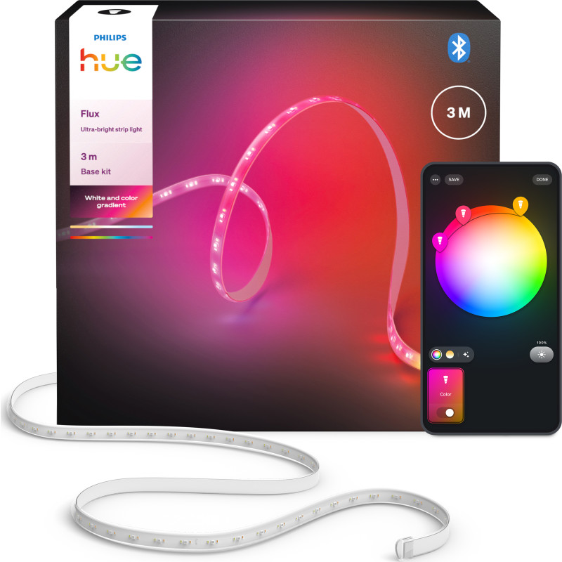 Philips Hue White and Color Gradient Flux Base Kit - Lysrem - LED - 29 W - klasse G - multifarvelys - 6500 K - 3 m - hvid