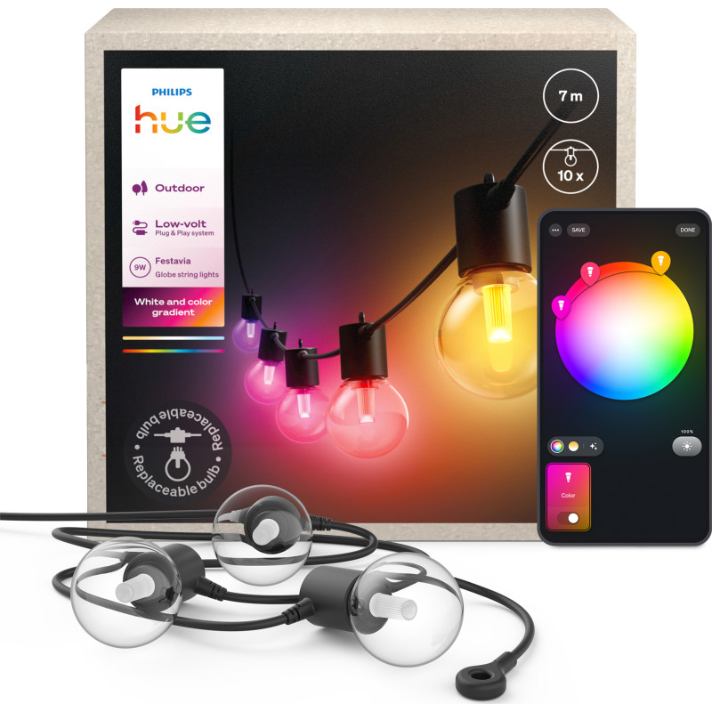 Philips Hue White and Color Gradient Festavia Kædelys 1000 - 20000K Varmt hvidt til køligt hvidt lys