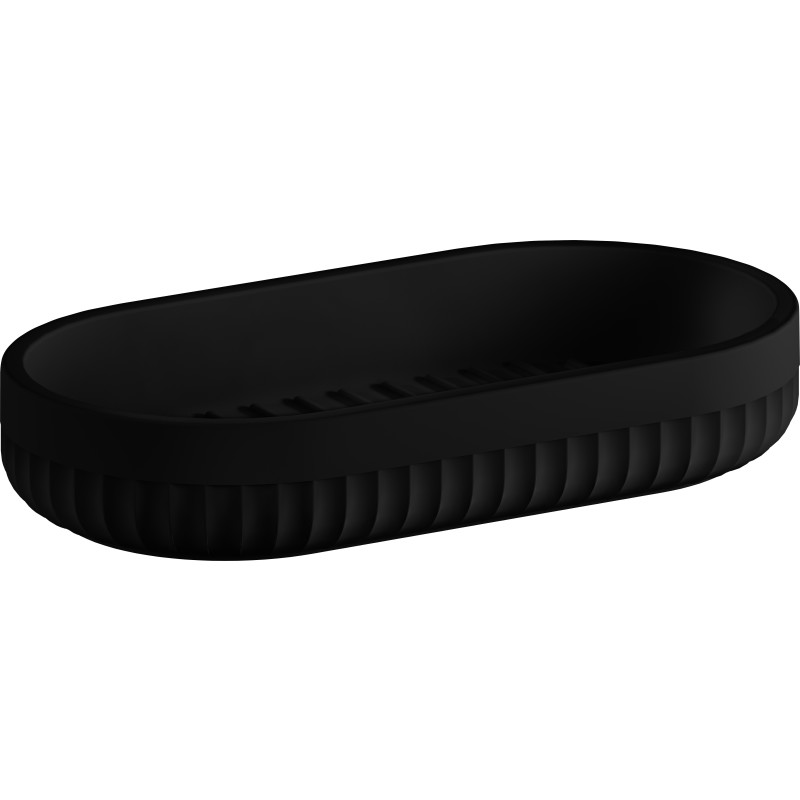 Beslagsboden Satin Square tvålkopp, svart