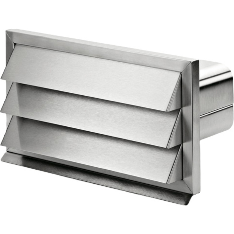 Udvendig rist for 222x89 mm fladkanal, Rustfri stål, 290x163 mm