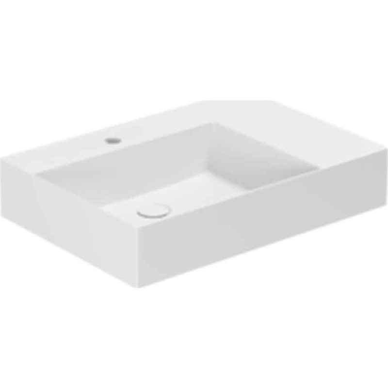 Lavabo Elegance SQ 65 R håndvask, 65x45 cm, højre, mat hvid