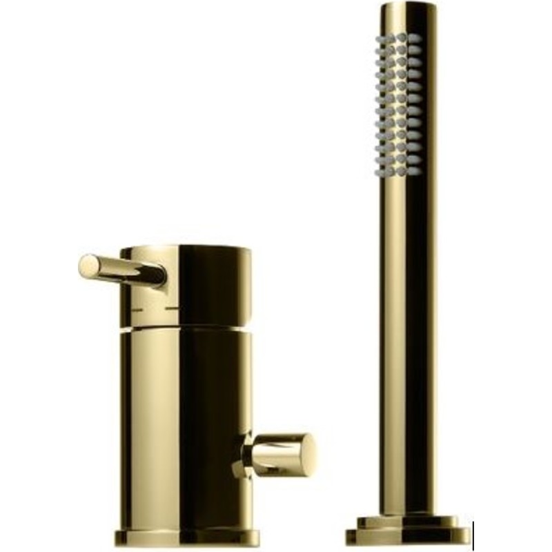 Strømberg kararmatur med brusesæt, børstet messing