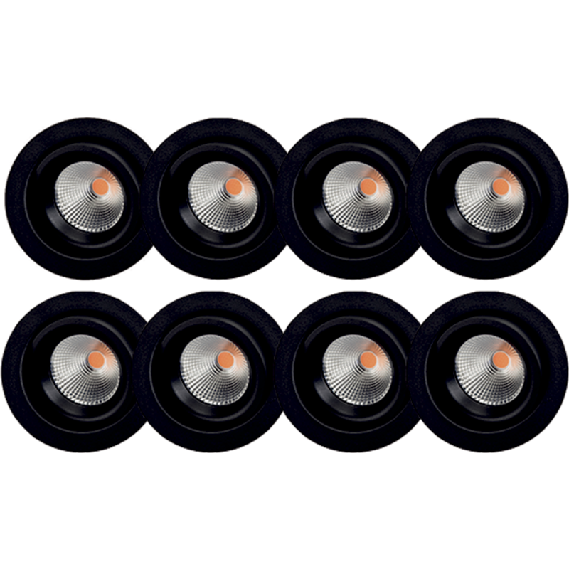 SG ARMATUREN Junistar ECO Isosafe Sort 7W 590lm 3000K Ra 98 Bagkantsdæmp i en 8 stk. pakke.
