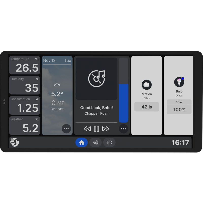 Shelly Display X2i 6,95" smart home kontrolpanel med Wi‑Fi og Bluetooth - sort