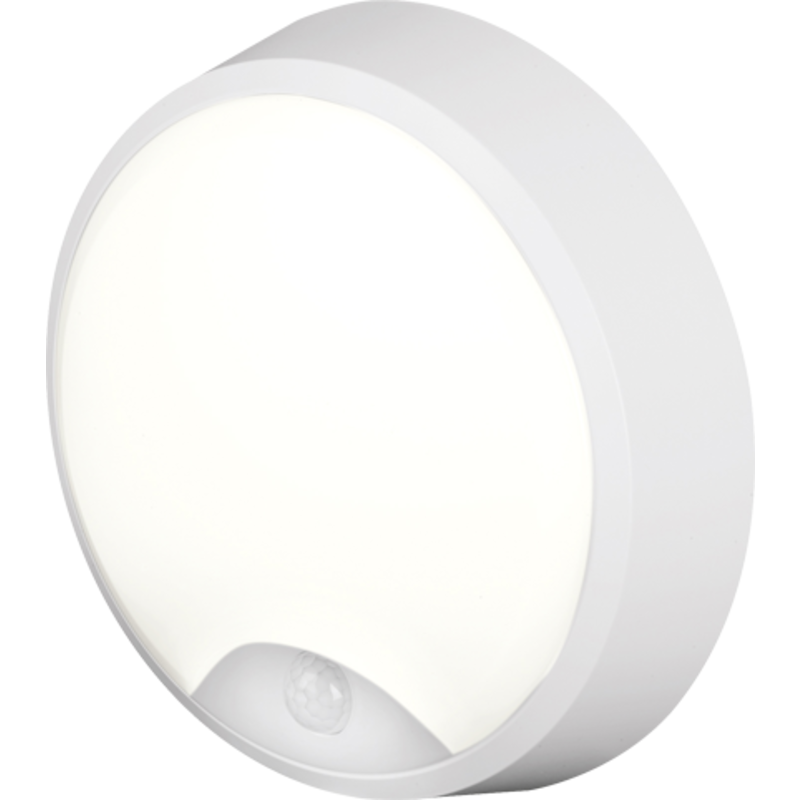 4lite Pylus Round utomhus vägglampa med sensor, vit