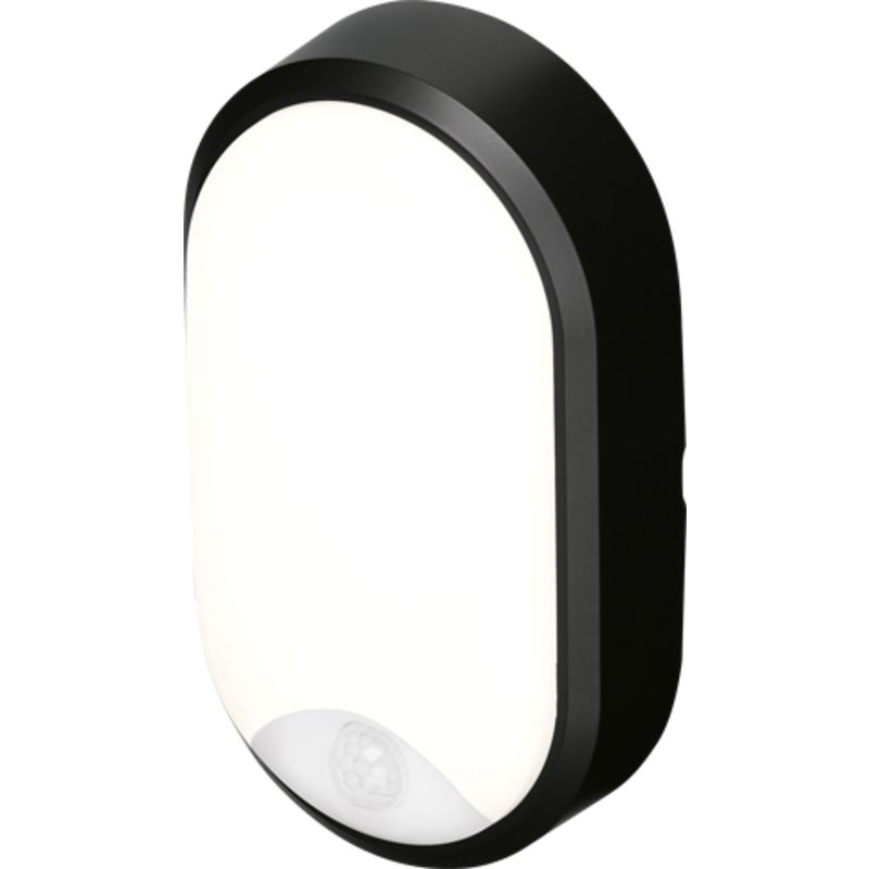 4lite Pylus Oval udendørs væglampe med sensor, sort 4lite Pylus Oval udendørs væglampe med sensor, sort