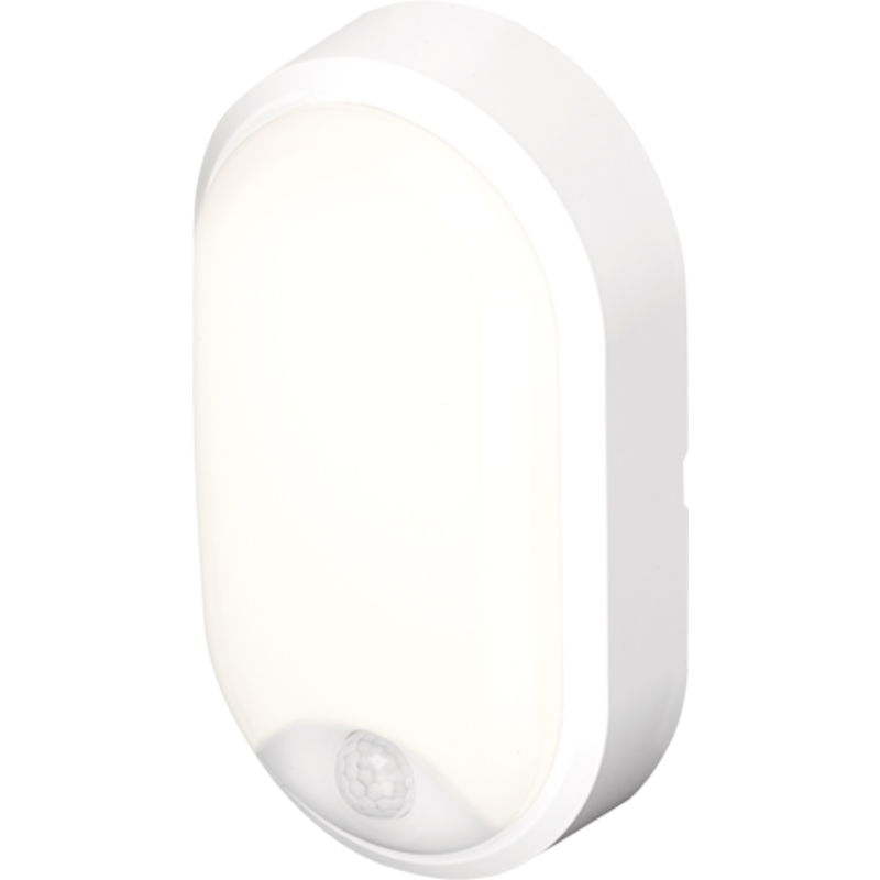 4lite Pylus Oval udendørs væglampe med sensor, hvid