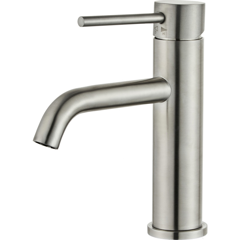 Zen Sanitary Slimline tvättställsblandare, borstat rostfritt stål